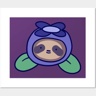 Blueberry Sloth Face Posters and Art